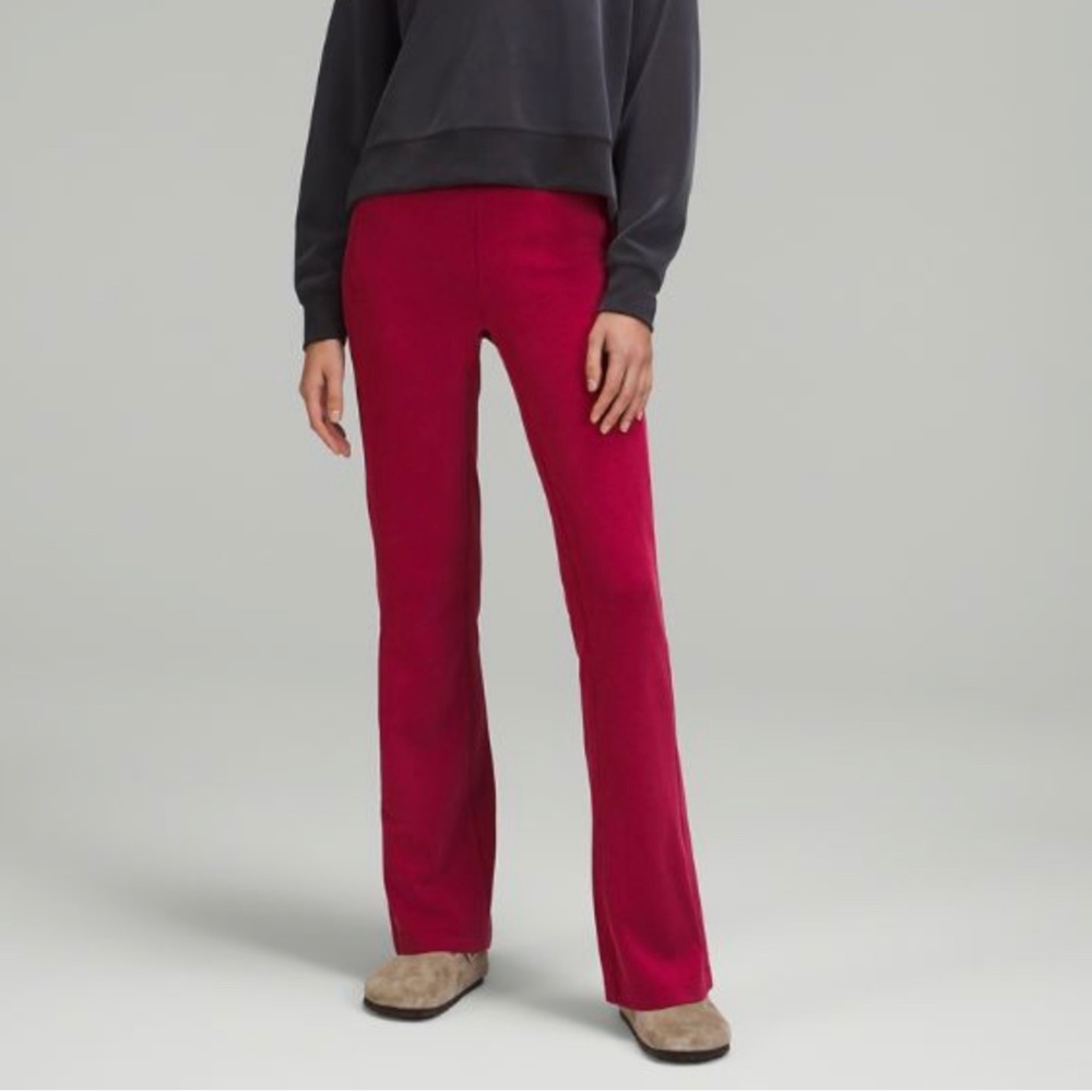 Lululemon Brushed Softstreme Ribbed Zip Flared Pant 32.5" (Pomegranate)